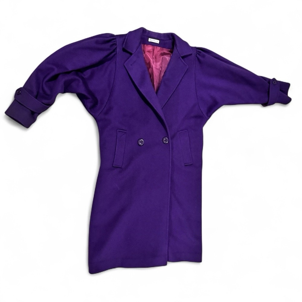 Vintage Wool Trench Coat Women M Purple Dolman Heavy Worumbo Union USA Read*